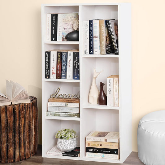 ABOUT SPACE Book Shelf 7 Cubes Engineered Wood DIY Multipurpose Book Stand for Home Office Study Room Open Storage Organizer Showcase for Bedroom, Living Room (White - L 49.5 x B 24 x H 110 cm)