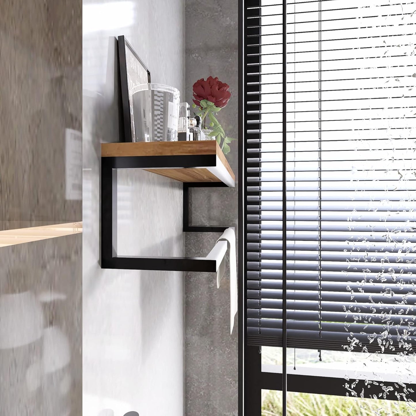 CASAMUDO Wallmount Storage Shelf, Multipurpose Shower Organizer, Bathroom Standup Shower Shelf, Organizer Rack for Bathroom, Livingroom, Entryway (1 Shelf)