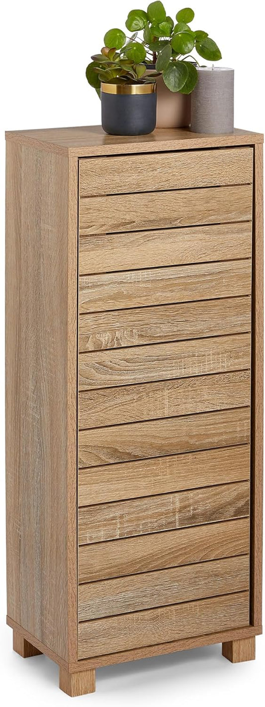 VonHaus Bathroom Storage Cabinet – Oak Wood Effect Bathroom Floor Cabinet w/Handleless Design - Small Floor Standing Cabinet w/Cupboard - Storage Unit for Bathroom, Kitchen & Hallway - Chester