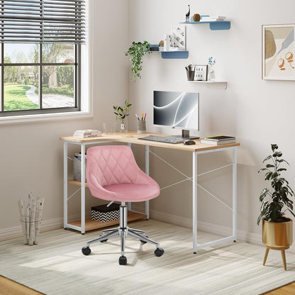 EUGAD 1 x 0033BGY Office Chair Swivel and Adjustable Velvet Office Chair with Wheels Pink