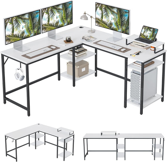 CubiCubi L Shaped Desk White