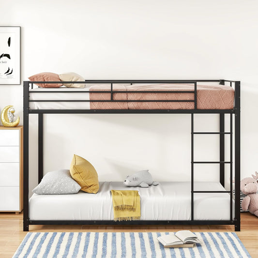 Moimhear Iron Bed, 90 x 200 cm Children's Beds, Bunk Beds, Iron Beds, Iron Bunk Beds in Classic Shape (Black, 90 x 200 cm)