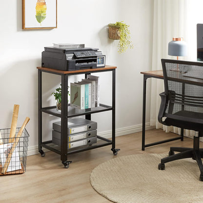 IBUYKE Serving Cart Trolley 60x40x81cm, Industrial Kitchen 3 Levels Shelves, Rolling Utility Cart with 4 Wheels, Heavy Duty Storage Organiser for Kitchen living room TMJ011H
