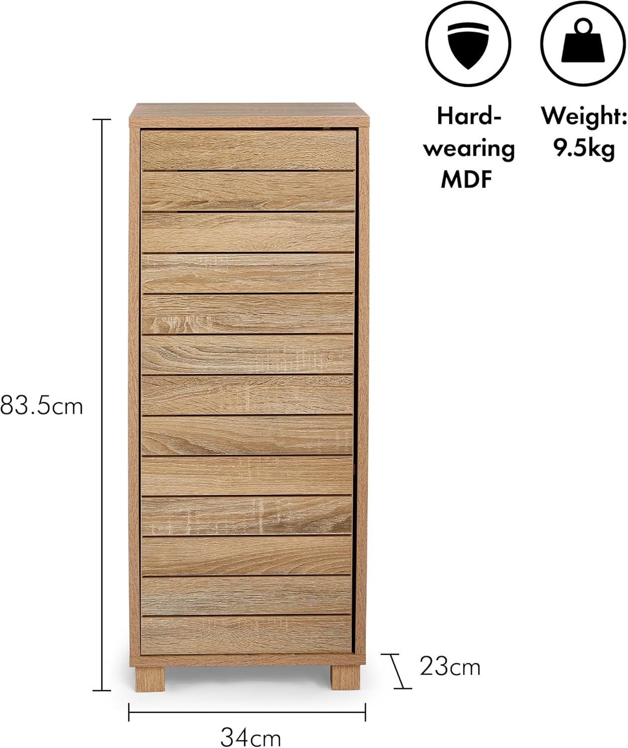 VonHaus Bathroom Storage Cabinet – Oak Wood Effect Bathroom Floor Cabinet w/Handleless Design - Small Floor Standing Cabinet w/Cupboard - Storage Unit for Bathroom, Kitchen & Hallway - Chester