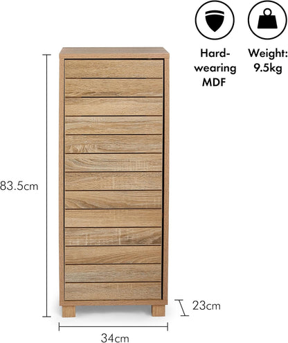 VonHaus Bathroom Storage Cabinet – Oak Wood Effect Bathroom Floor Cabinet w/Handleless Design - Small Floor Standing Cabinet w/Cupboard - Storage Unit for Bathroom, Kitchen & Hallway - Chester