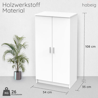 habeig Shoe Cabinet, Chest of Drawers, Cupboard, Wooden Cupboard, Shoe Rack, Hallway Cabinet, (White) Wardrobe, Bedroom