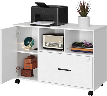 Panana Office File Cabinet with Lock (White)