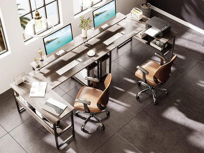 ODK L Shaped Computer Desk, 54" Reversible L Shaped Desk, Corner Computer Desk with Storage Shelves & Monitor Stand, Home Office Desk, Gaming Desk, Corner Desk, Writing Desk, Grey Oak