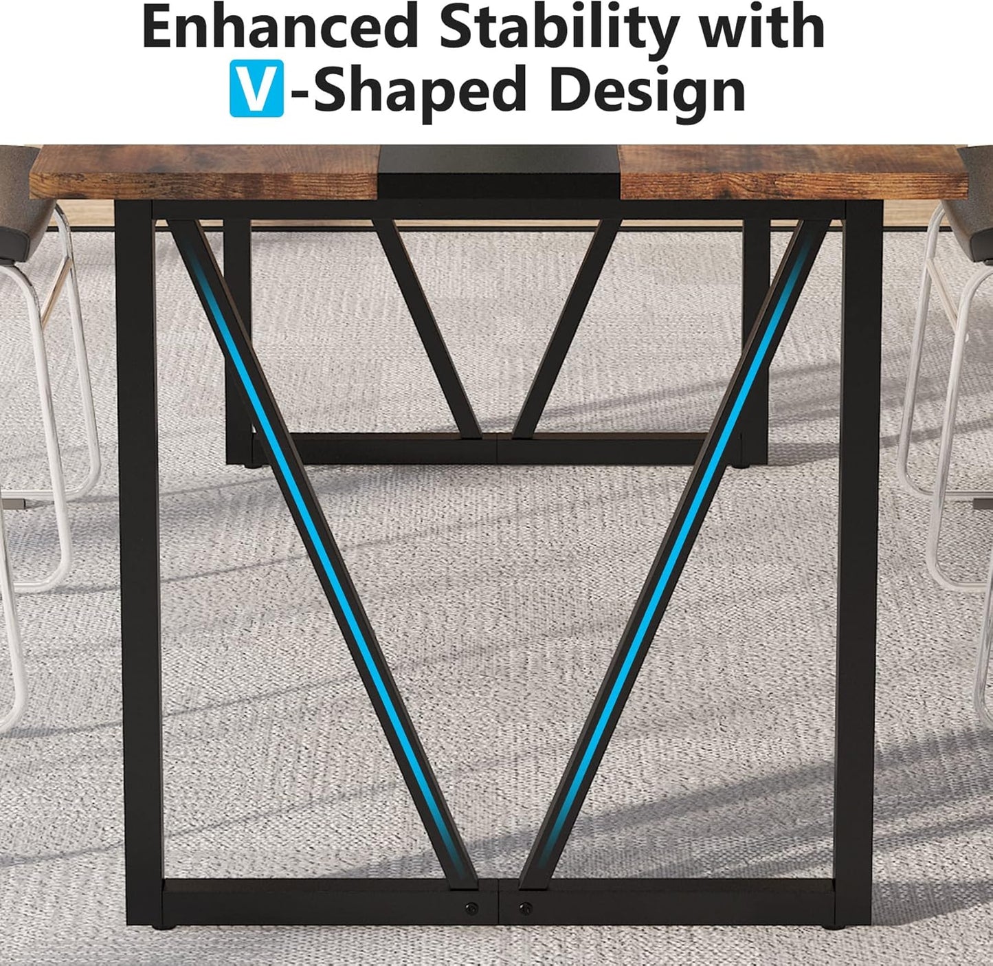 Tribesigns 6FT Conference Table, 70.8W x 31.5D inch Meeting Seminar Table for Office Conference Room, Modern Rectangular Training Table Boardroom Desk with Metal Frame (Rusitc Brown)