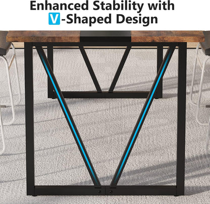 Tribesigns 6FT Conference Table, 70.8W x 31.5D inch Meeting Seminar Table for Office Conference Room, Modern Rectangular Training Table Boardroom Desk with Metal Frame (Rusitc Brown)