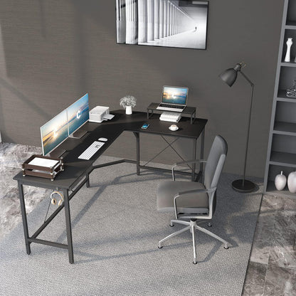 CubiCubi L Shaped Desk Computer Corner Desk, Home Office Gaming Table, Sturdy Writing Workstation with Small Table, Space-Saving, Easy to Assemble
