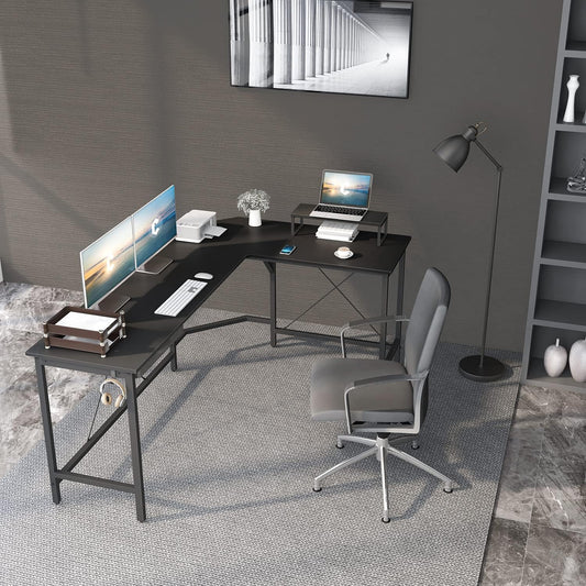 CubiCubi L Shaped Desk Computer Corner Desk, Home Office Gaming Table, Sturdy Writing Workstation with Small Table, Space-Saving, Easy to Assemble