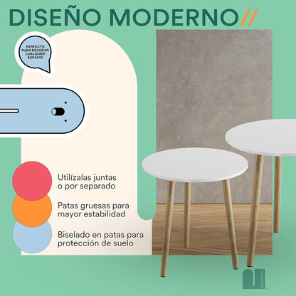 MUBSON Set of 2 Calisto Minimalist Coffee Tables | 48 x 48 cm | Coffee Table for Living Room Decoration | Bedside Table | Buro for Bedroom | MDF Wood Side Tables | Nesting Table