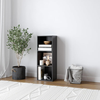 "URBNLIVING Tier Wooden Bookcase Shelving Display Storage Shelf Unit Wood Shelves (Black, 4 Shelf) 
"