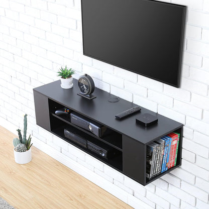 Fitueyes floating tv unit cabinet, wall mounted tv shelf with 4 storages for living room, entertainment center