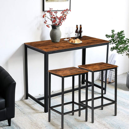 IBUYKE Bar Stool Set of 2, Tall Kitchen Counter Breakfast Bar Stools, Bar Chairs with Footrest, for Home Pub Bar Table, Living Room, Lounge, Industrial Style, Rustic Brown and Black TMJ051H