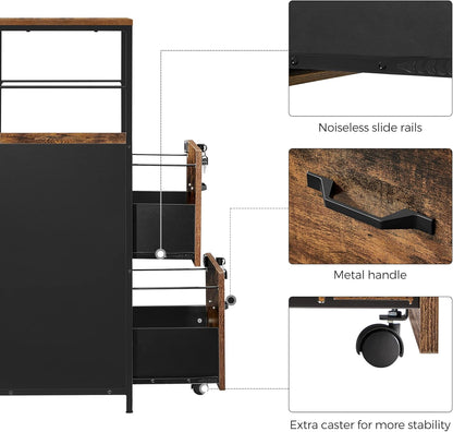 VASAGLE File Cabinet for Home Office, Filing Cabinet with 2 Drawers, Open Shelf, Steel Frame, A4 and Letter Sized Files, Printer Stand, Adjustable Feet, Industrial, Rustic Brown and Black UOFC045B01