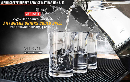 MIBRU Coffee Rubber Service Mat Bar Non Slip | Dish Glass Drying Mat Flexible Coasters Leakproof Coffee Shops Restaurant Kitchen Counter Top ???? ????? ?????? ??? ?????? (30x45CM, 1)