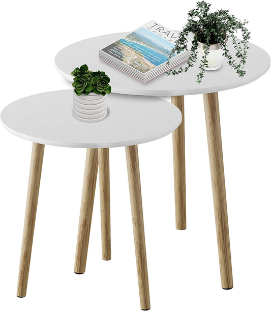 MUBSON Set of 2 Calisto Minimalist Coffee Tables | 48 x 48 cm | Coffee Table for Living Room Decoration | Bedside Table | Buro for Bedroom | MDF Wood Side Tables | Nesting Table