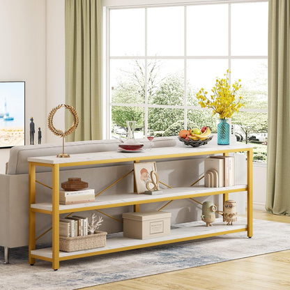 Tribesigns 71" Sofa Tables,Extra Long Couch Table, Narrow Long Console Table, Entryway Table,Sofa Table with 3 Tiers Storage Shelves
