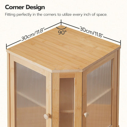 HOOBRO Bamboo Bread Box, Kitchen Countertop Corner Bread Box, Large Capacity 2-Tier Bread Box, Bread Storage Container with Dual Rippled Acrylic Doors, for Kitchen Food Storage, Natural YL12MB01