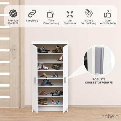 habeig Shoe Cabinet, Chest of Drawers, Cupboard, Wooden Cupboard, Shoe Rack, Hallway Cabinet, (White) Wardrobe, Bedroom