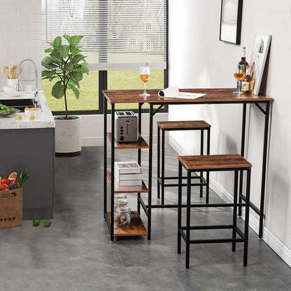 IBUYKE Bar Stool Set of 2, Tall Kitchen Counter Breakfast Bar Stools, Bar Chairs with Footrest, for Home Pub Bar Table, Living Room, Lounge, Industrial Style, Rustic Brown and Black TMJ051H