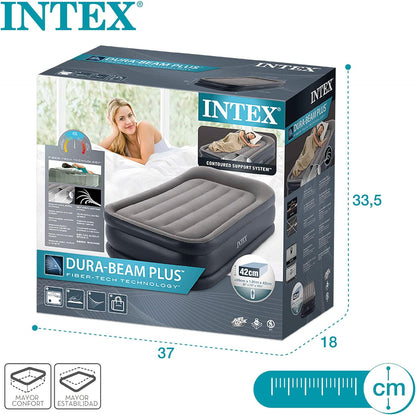 Intex | Dura-Beam Deluxe Double Size inflatable Air Bed | 64132NP | 191 * 99 * 42 cm | Grey