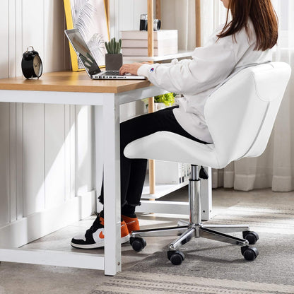 HNNHOME® Modern Uranus Padded Swivel Faux Leather Computer Desk Office Chair White