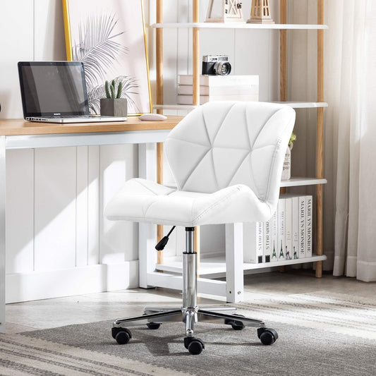 HNNHOME® Modern Uranus Padded Swivel Faux Leather Computer Desk Office Chair White