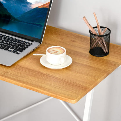 HOMCOM Home Office Computer Desk with 3-Tier Storage Shelves Study Writing Table Workstation for Small Space Natural