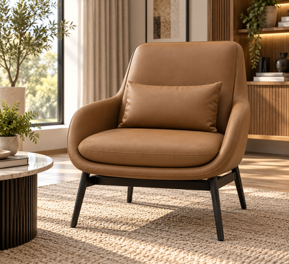 Modern Upholstered Lounge Chair with Accent Cushion