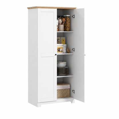 Wooden Storage Cabinet with 2-Doors and 4-Shelves