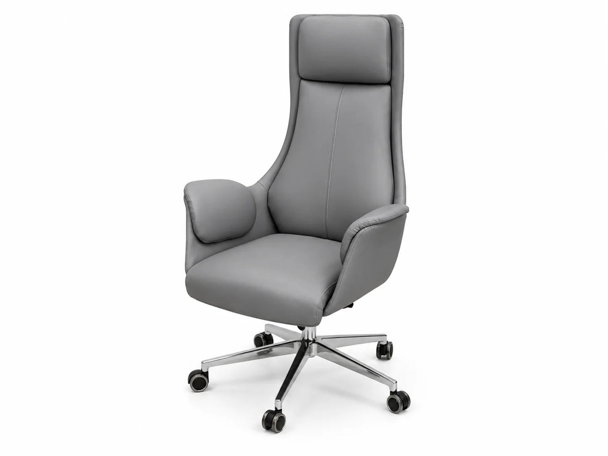 Contemporary High-Back Work Chair with Padded Headrest & Armrests