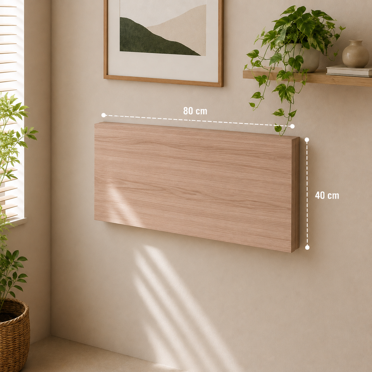 Hope - 80 x 40 cm - Folding Wall Mount Table - Beige
