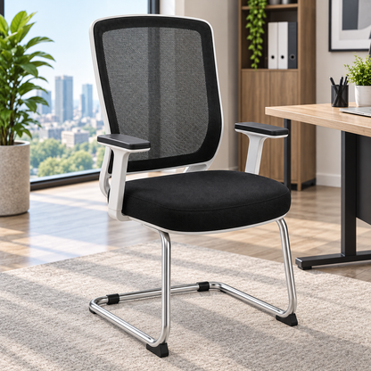 Modern Mesh Visitor Chair with Padded Seat
