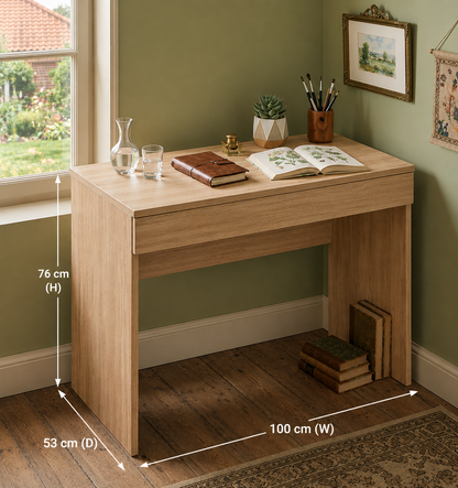KOMTO Sonoma Oak Desk with 1 Drawer - 53D x 100W x 76H Office Computer Desk with Storage space