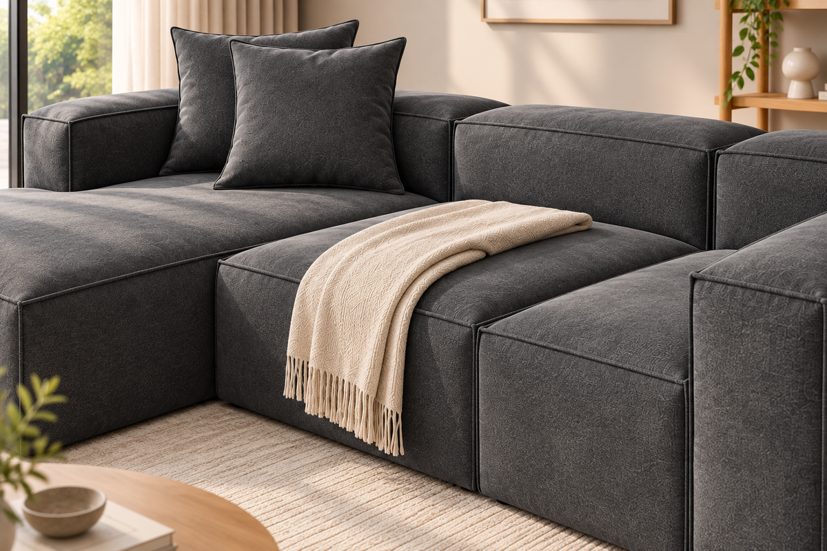 Modern Gray L-Shaped Sectional Sofa with Chaise