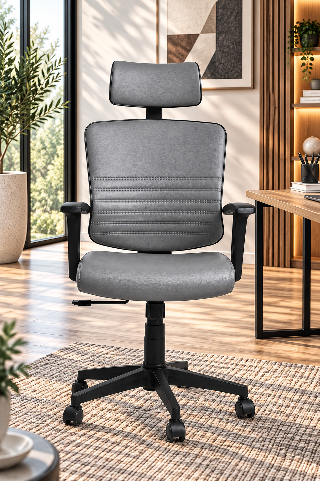 Modern Executive Office Chair with Headrest & Adjustable Armrests