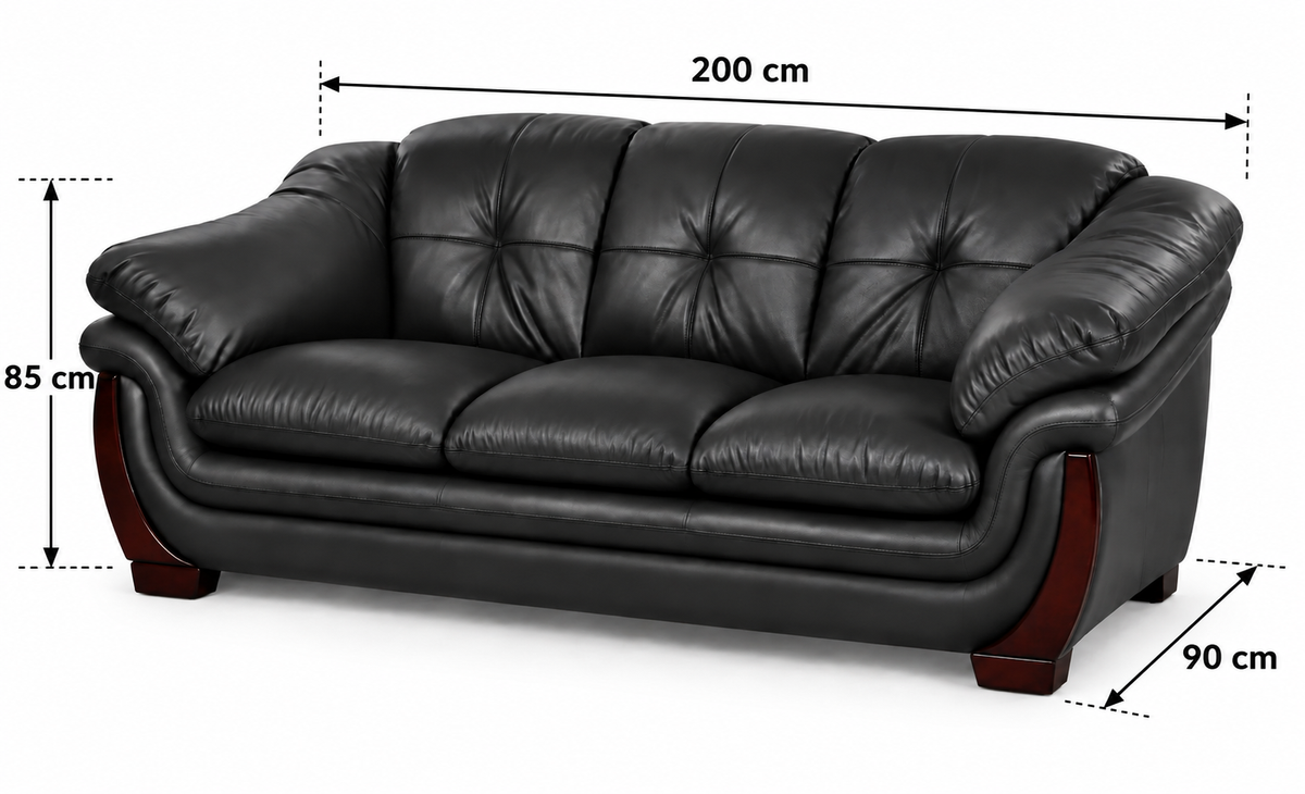 Classic Tufted 3-Seater Sofa with Curved Arms