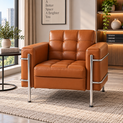 Modern Tufted Leather Armchair