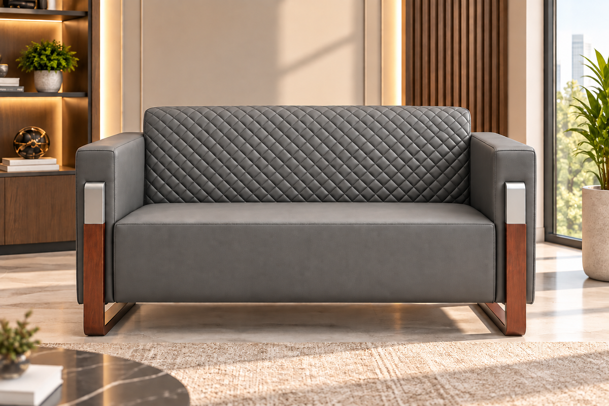 Modern Quilted 3-Seater Sofa with Wooden Frame