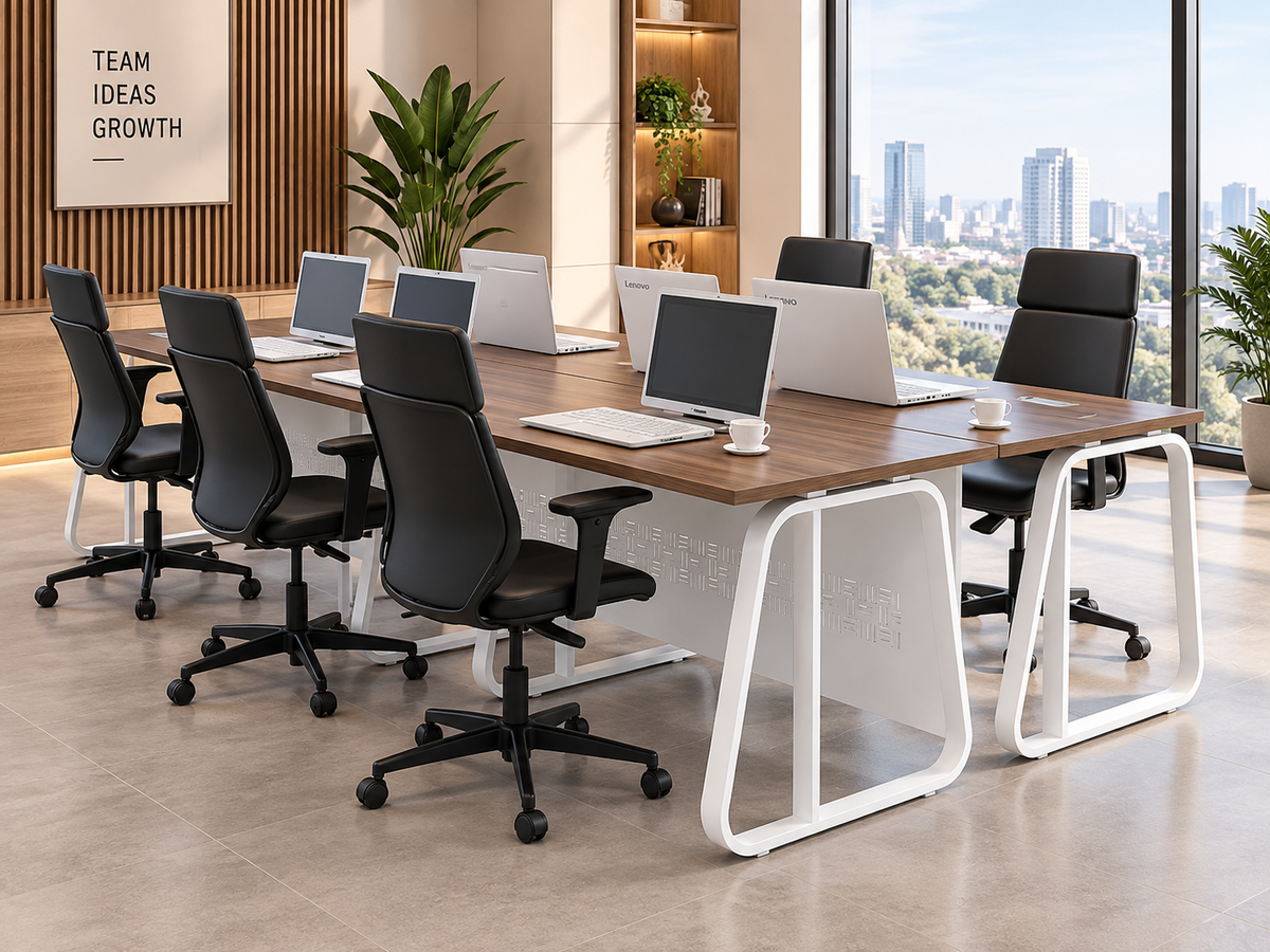 Contemporary Executive Workstation with Wooden Top