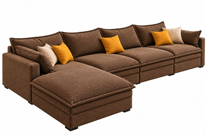 Modern Spacious Sectional Sofa with Ottoman