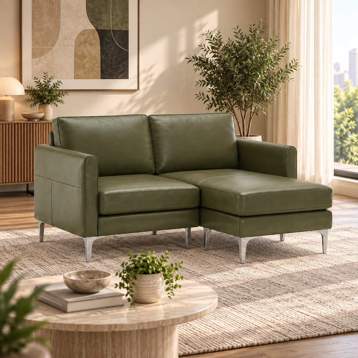 Modern L-Shaped Sofa with Chaise