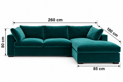 Modern Teal L-Shaped Sectional Sofa with Chaise