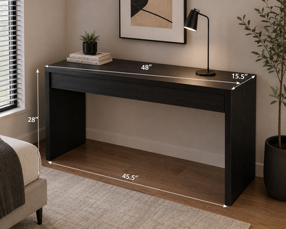 Convenience Concepts Northfield Hall Console Desk Table, 48(L) x 15.5(W) x 28"(H), Black