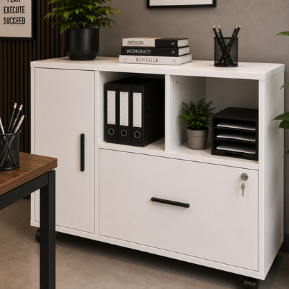 Modern White Home Office Storage Cabinet