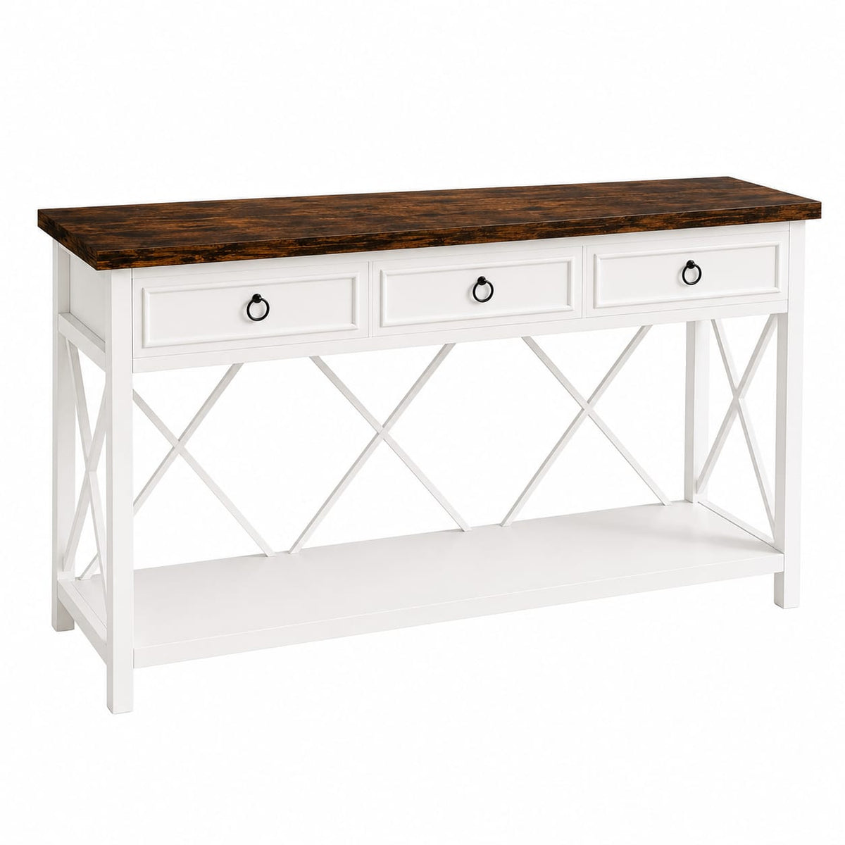Modern White Console Table with 3 Drawers