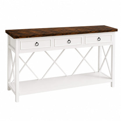Modern White Console Table with 3 Drawers